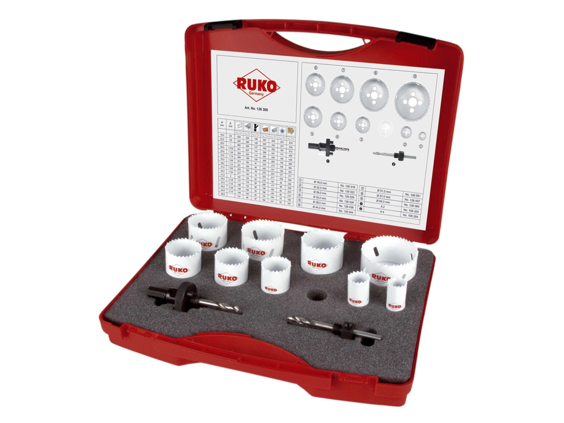 RUKO-126302-Conjunto De 8 Brocas Hss-Co 8 Para Eletricidade Tipo Ek2
