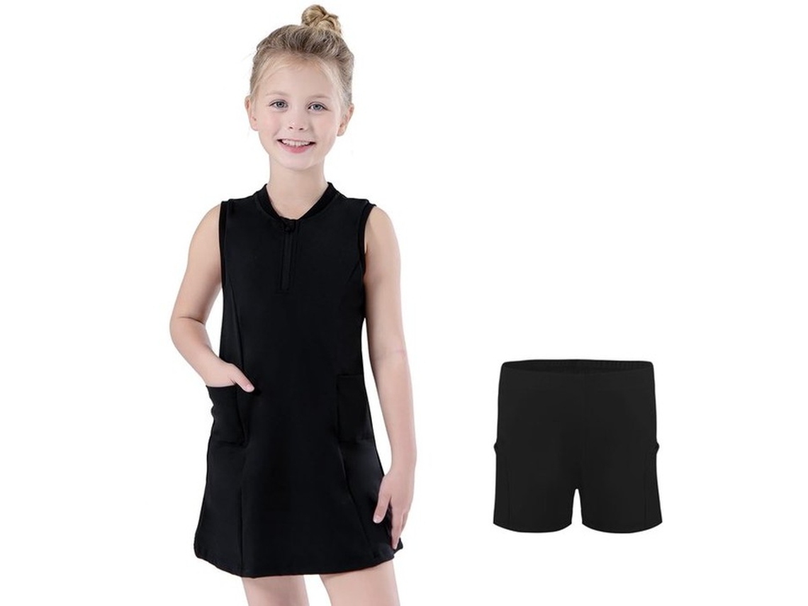Vestuário Esportivo - Jurk De Tênis Para Meninas - Linha A - Calça Curta - Sem Manga - 4 Bolsos - 75% Poliéster, 25% Espandex - Vestido De Esportes
