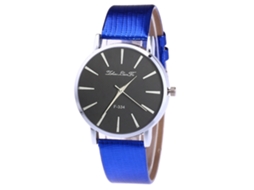 Relógio de pulso unissex Zhoulianfa, modelo simples para casais, com pulseira de PU e mecanismo de quartzo azul.