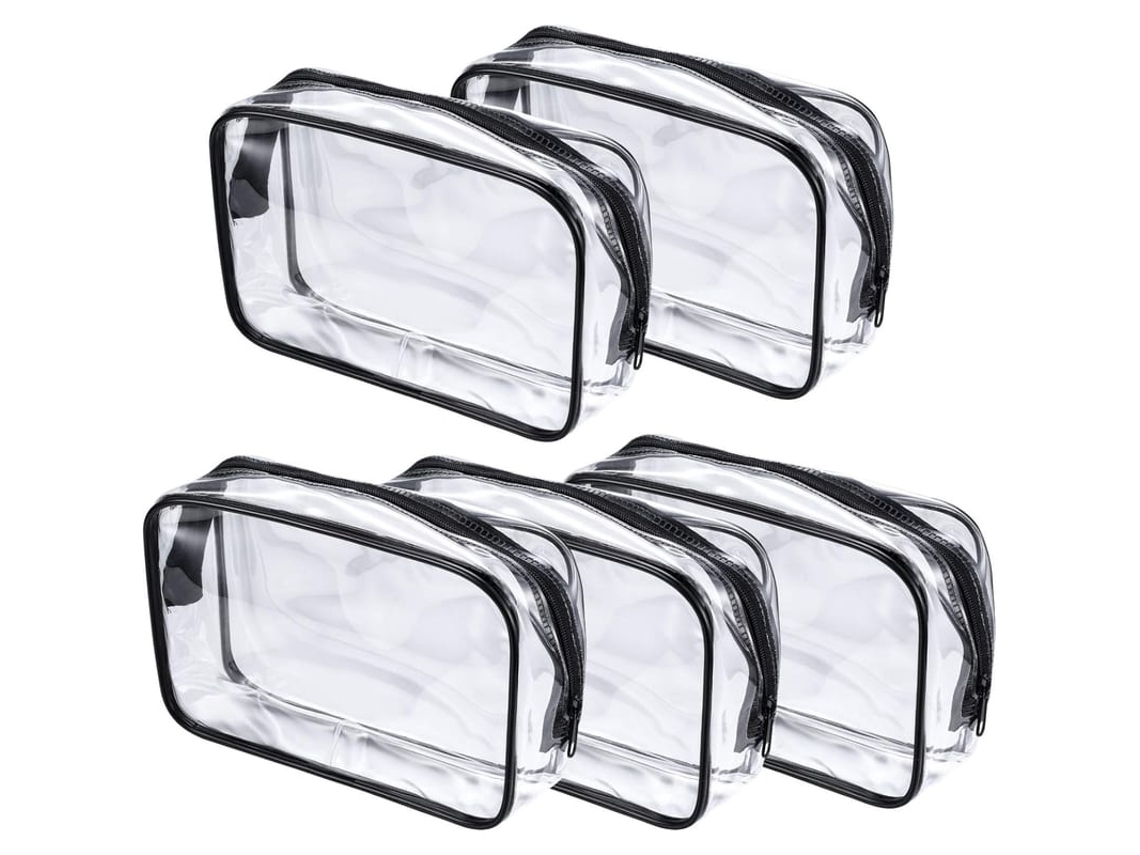 5 Sacolas De Cosméticos De Pvc Transparente Com Fecho, Sacolas Portáteis Para Toalharia E Maquiagem Para Viagem