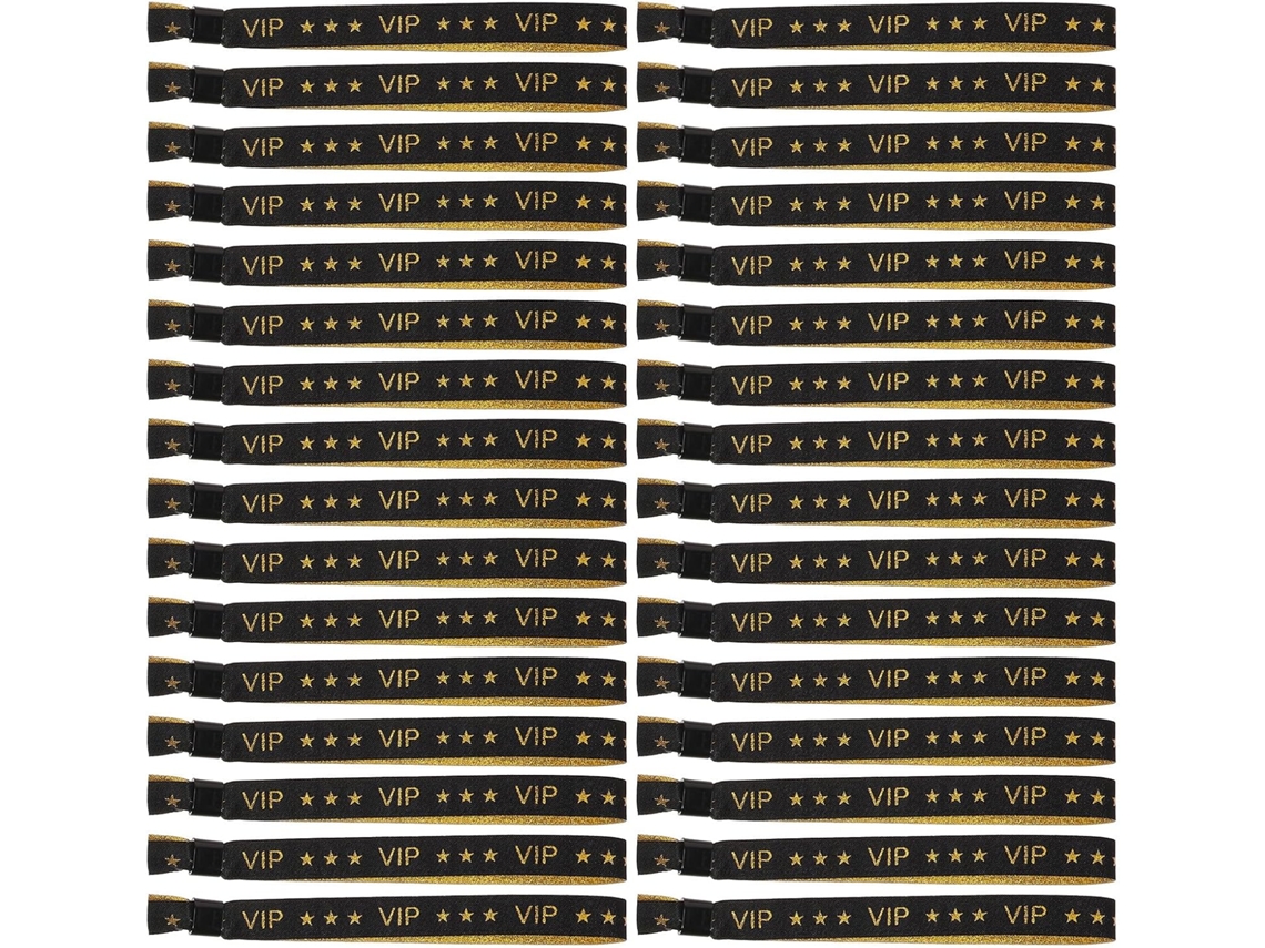Pulseiras Vip Baluue Para Shows E Eventos, 50 Unidades Em Poliéster Dourado, Leves E Confortáveis, Ideais Para Festas E