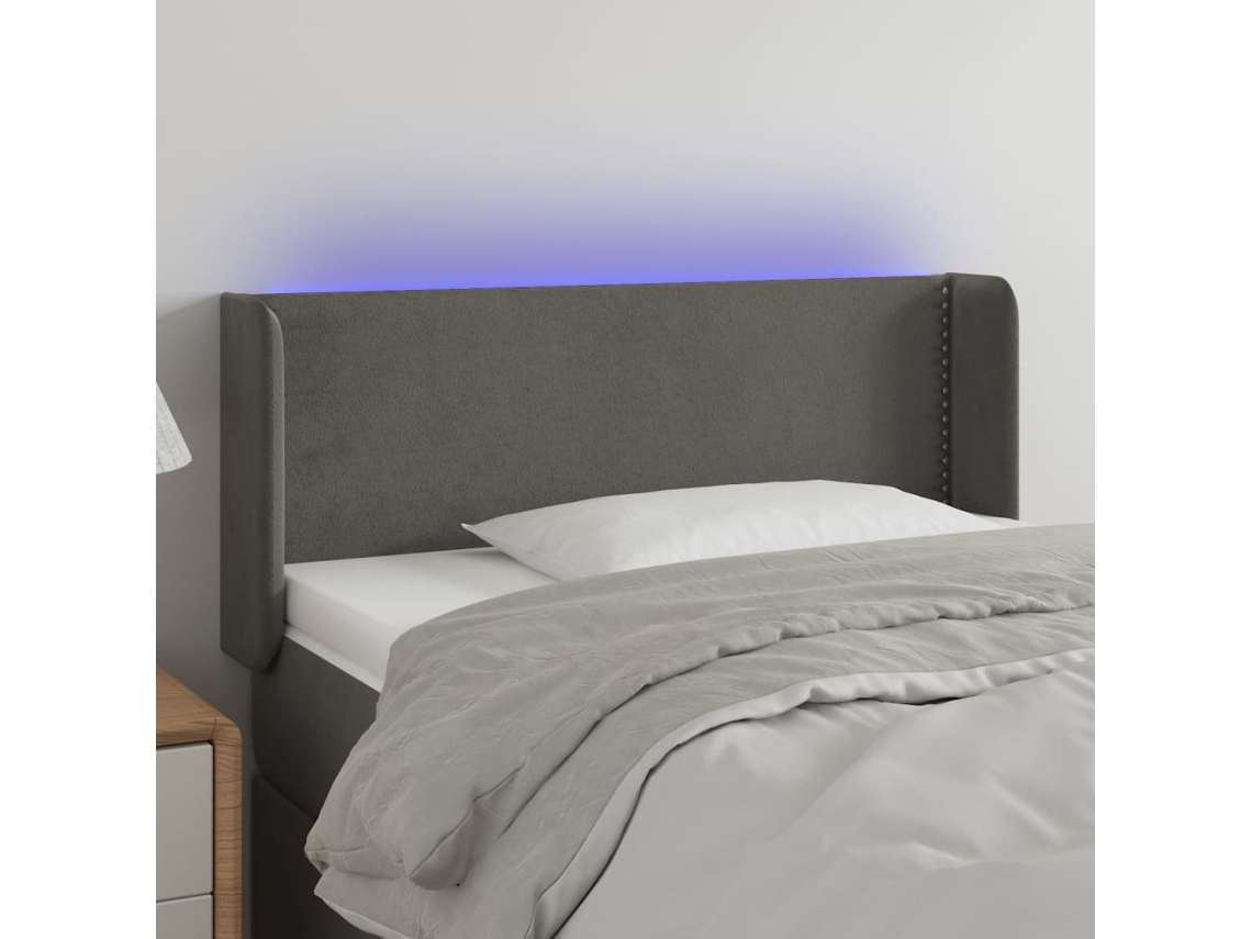 Cabecero de terciopelo con luces LED 103x16x78/88 cm Gris oscuro