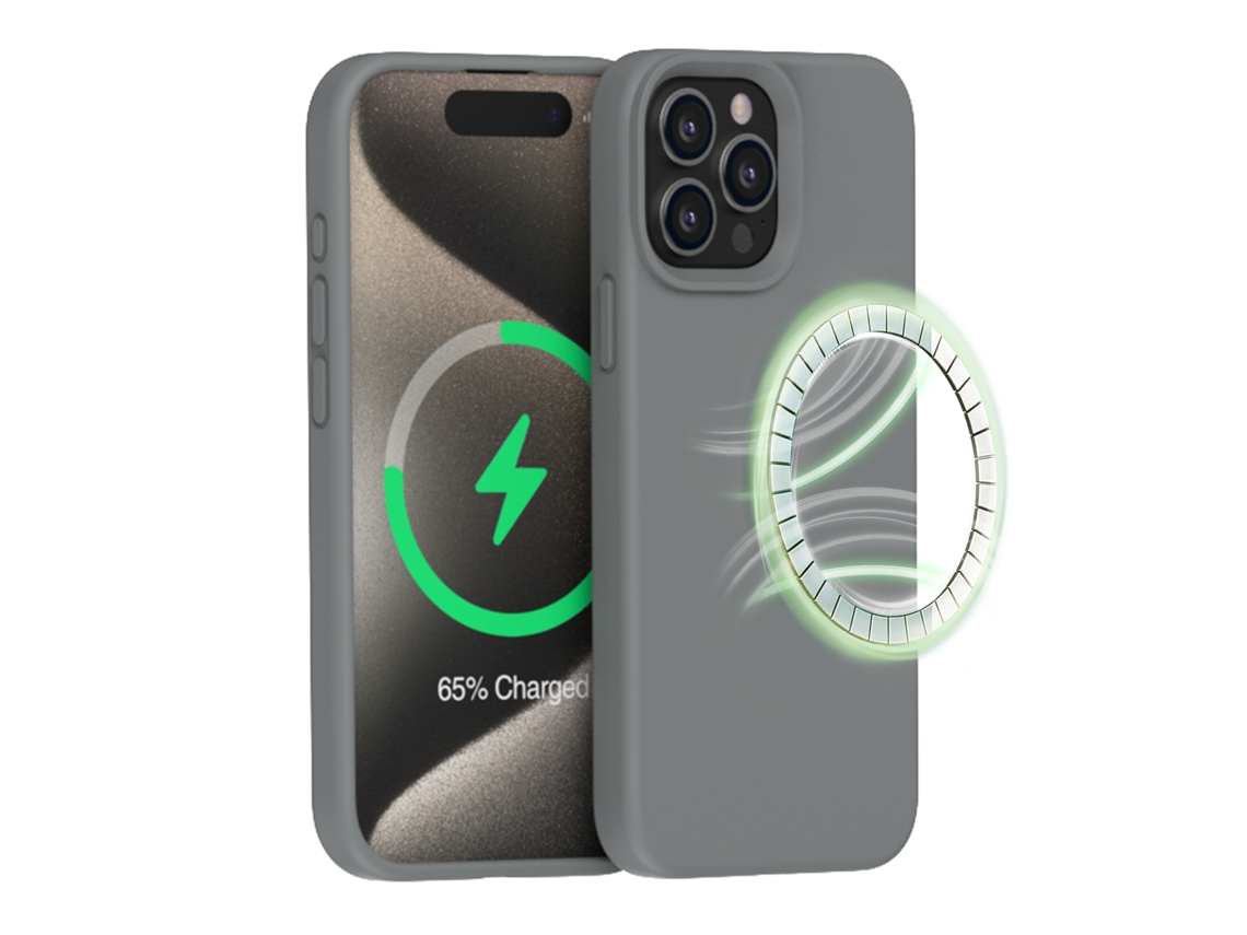 Capa Para Iphone 14 (cinza Carvão (magnética)), Silicone Líquido, Magnética