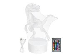 Lâmpada de dinossauro 3D com 16 cores, 5 níveis de brilho, 4 modos, luz noturna decorativa para sala | S/MARCA