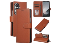 Capa Multifuncional De Couro Com 3 Compartimentos Para Cartões Para Samsung Galaxy Z Fold7 5g
