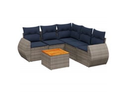Conjunto de Sofá de Jardim, 6 Peças, Almofadas, Rattan Cinza MAISON EXCLUSIVE