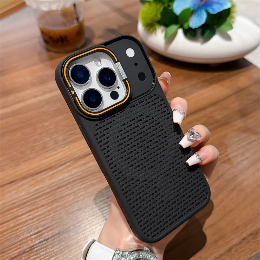 Capa Magnética Para Iphone 14 Pro Max (preta) Com Suporte De Resfriamento E Acabamento Fosco.