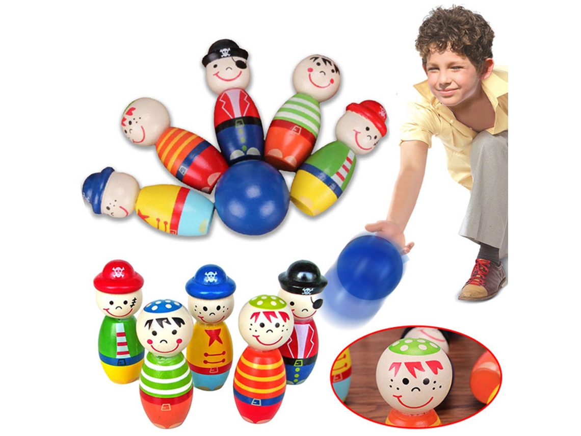 Mali brinquedo de Boneco Pirata de Madeira 5 Peças com Bola para Crianças Educativo
