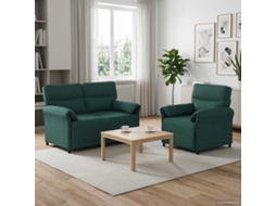 Vidaxl Conjunto De Sofás 2 Unid. Verde-escuro Tecido