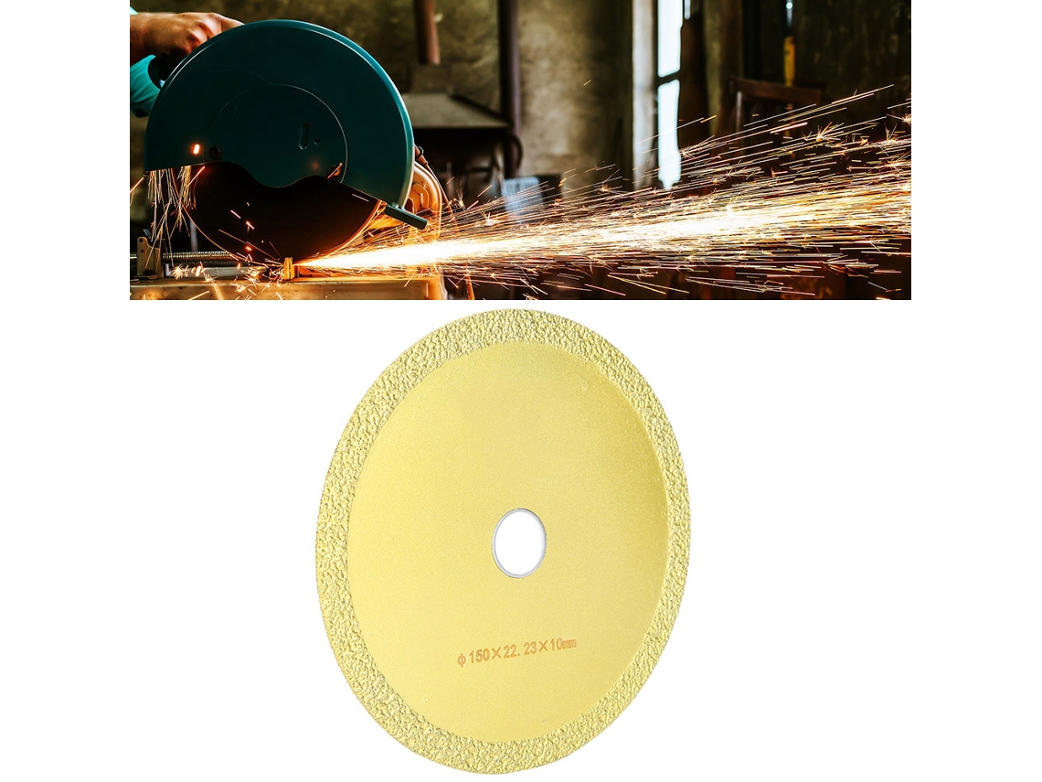 Disco de serra diamantado para corte e desbaste de chapas de bronzeamento em ferro fundido, fibra de vidro e mármore (150 x 22,23 x 10 mm).