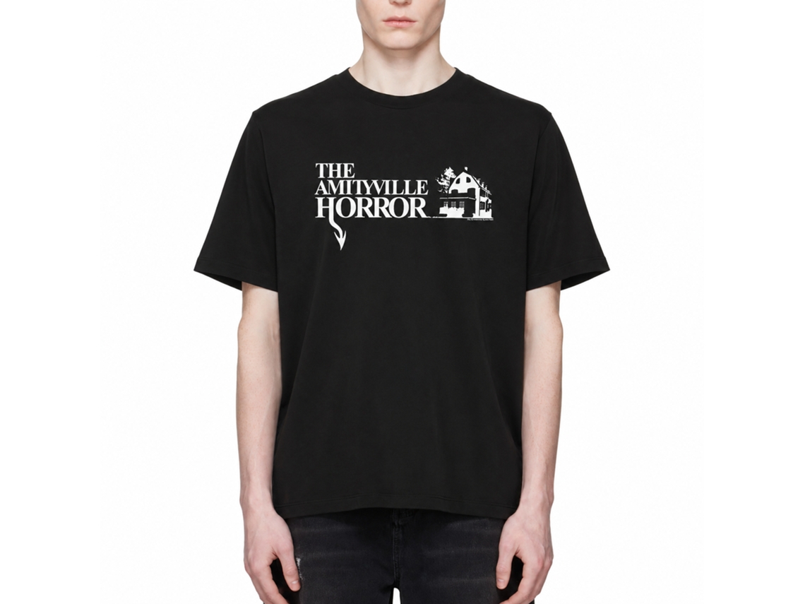 Rockinstone Amityville Horror Movie Logo Black Adult T-shirt Size:xxxl
