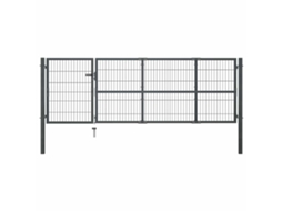 Vidaxl Portão De Jardim Com Postes Em Aço 350x100 Cm Antracite.