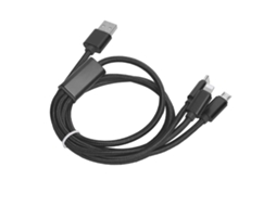 Aetheria cabo de Carga Rápida 3 em 1 Trançado em Nylon para Ios/type C/micro Usb Preto