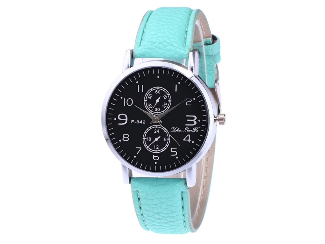 Relógio Masculino Coreano de Moda com Pulseira de Couro Quartzo Analógico Redondo (mint)