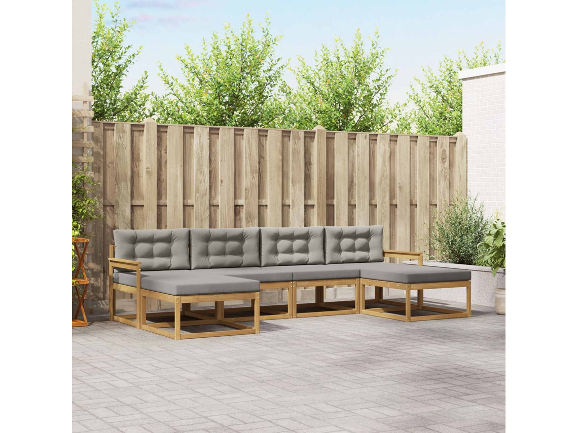 Vidaxl Conjunto De Sofás Para Exterior 6 Unid. Branco E Cinzento-claro