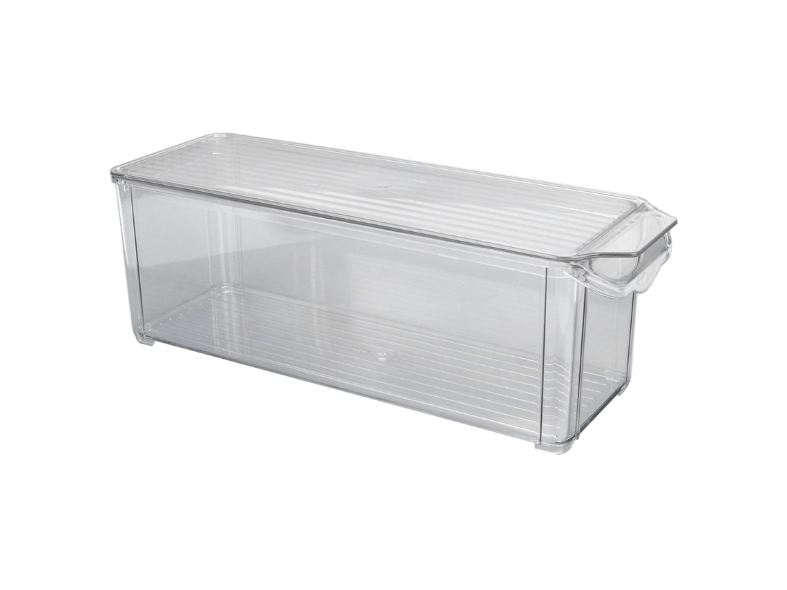 Recipiente transparente de plástico alimentar com tampa para despensa, freezer e banheiro S/MARCA