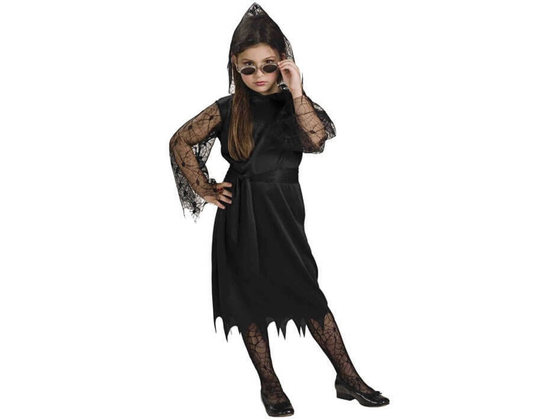 Fato de Menina DISFRAZZES Vampira Preta Com Teias De Aranha (Tam: 5 a 7 anos)