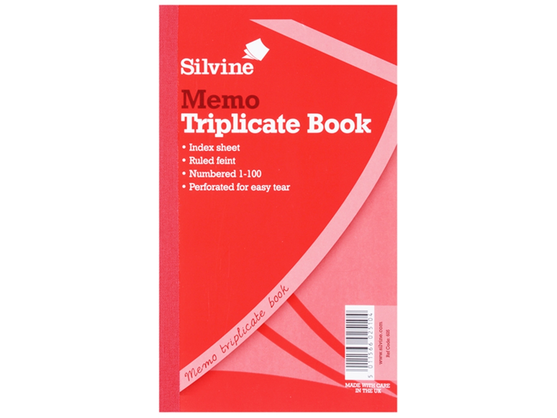 Bloco de Notas Silvine Triplicate Large Feint com 200 Folhas Branco Tamanho Único BRILVIBERA (pacote com 6)