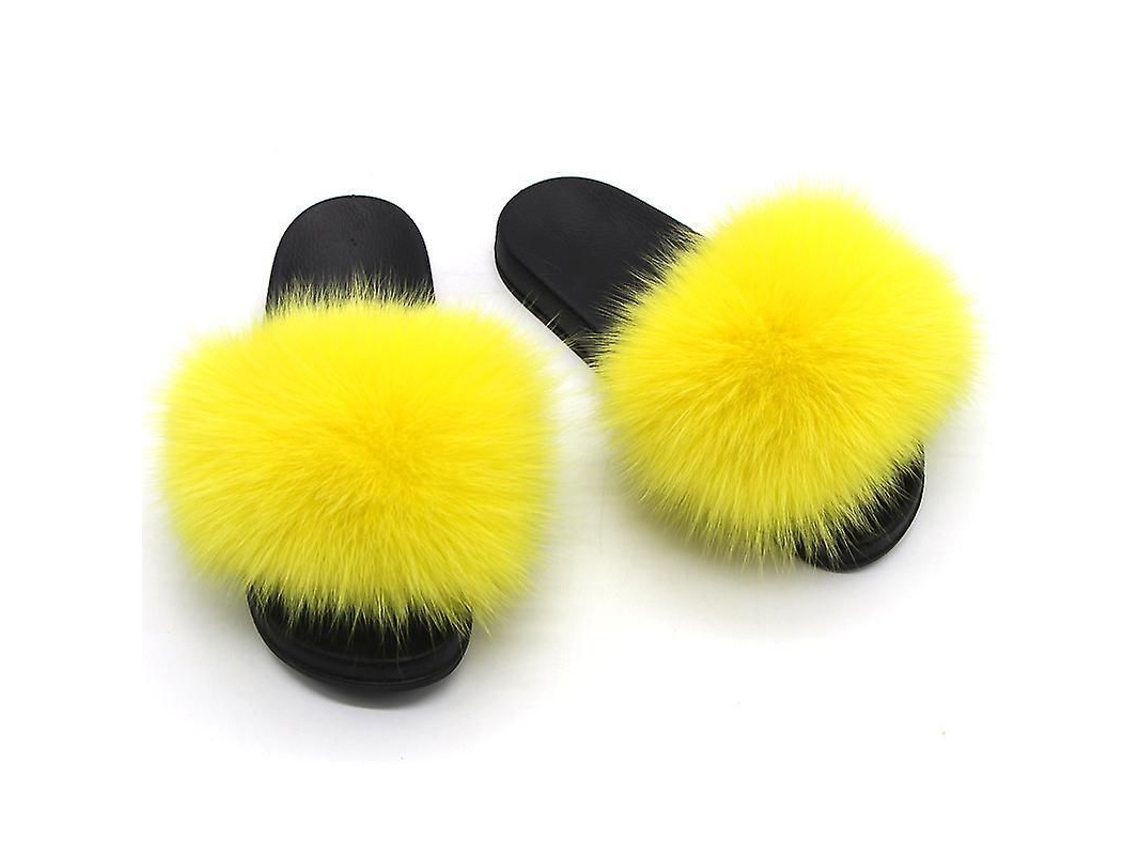 2026 zuecos de Piel de Zorro para Mujer Zapatillas de Pelo Abiertas Suaves Con Suela Antideslizante Interior Y Exterior