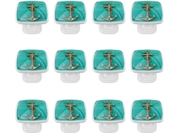 Puxadores E Maçanetas Quadradas Para Armários De Cozinha, Conjunto De 12 Peças, Modelo Anchor Deck Blue Summer Ocean