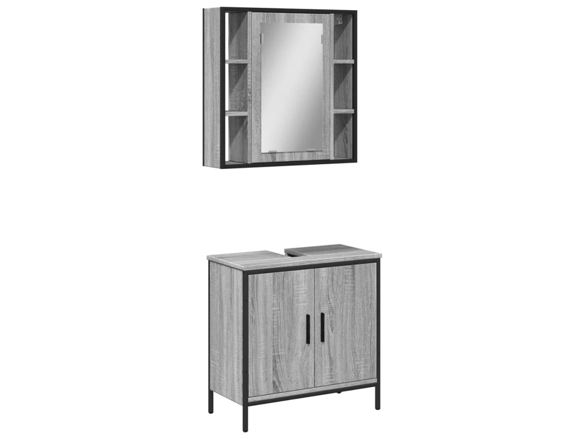 Bathroom Furniture Set, Bathroom Furniture Sets Vidaxl Cinzeto Madeira Processada (n/a)
