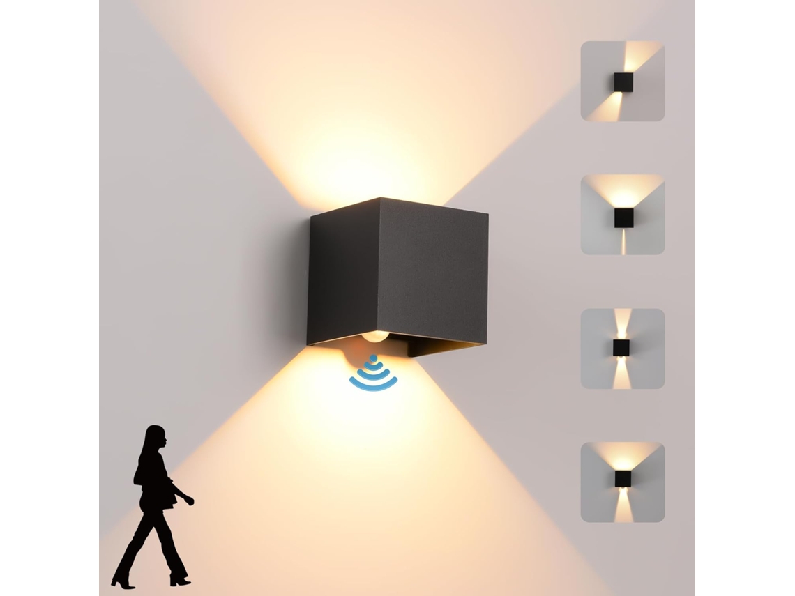 Luminária De Parede Led 12w Para Ambientes Internos/externos Com Sensor De Movimento, Luminária De Parede Moderna Branca Zeuxo