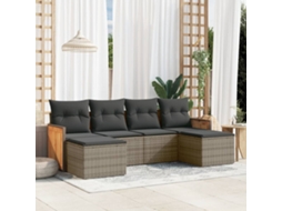 6 Pcs Conjunto Sofás De Jardim Com Almofadões Vime Cinza Dkd Home Decor