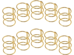 Anéis metálicos para correntes de 30 mm, 3 furos, 10 unidades, dourados, resistentes, ideais para mesa e escola.