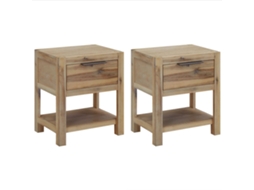 Vidaxl Mesas De Cabeceira Com Gavetas 2 Pcs 40x30x48 Cm Acácia Maciça