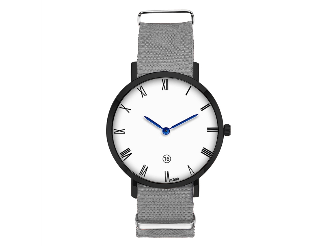 Relógio Masculino de Moda Zhoulianfa com Pulseira de Nylon e Dial Redondo Cinza