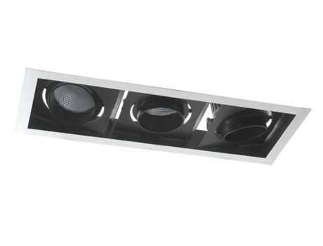 Led Apollo Anti-Reflexo Embutido em Preto e Branco com Três Focos Ajustáveis 3Xw 3000K Luz Quente