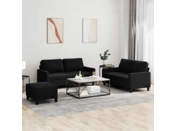 Vidaxl 3 Pcs Conjunto De Sofás Com Almofadões Veludo Preto