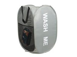 Cesto de roupa portátil com elástico duplo e tecido respirável, ideal para dormitórios estudantis e banheiros.
