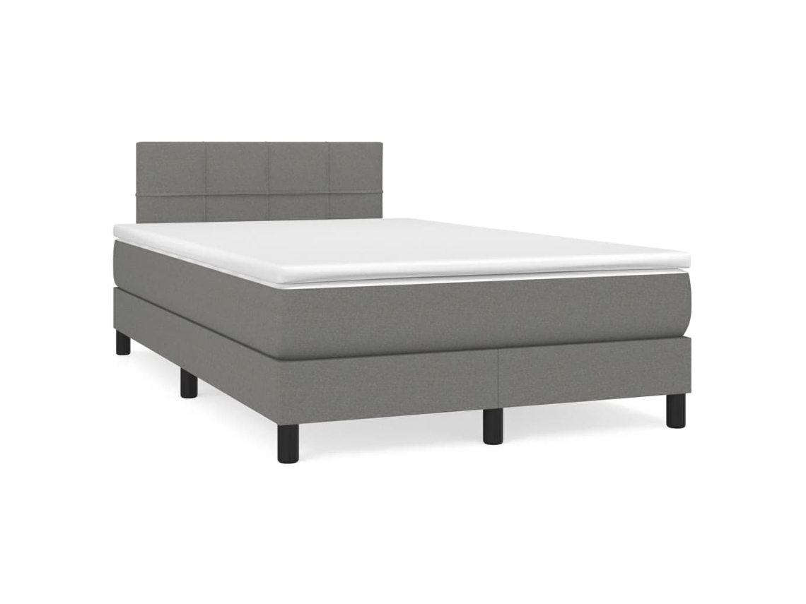 Cama Box Spring C/ Colchão E Led 120x190 Cm Tecido Cinza-escuro