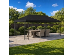 Vidaxl Gazebo De Jardim 6 X 3 M Preto Poliéster E Aço 190 Gsm