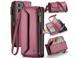Capa De Couro Multifuncional Para Celular Com Zíper E Aba.vermelho - Samsung S23 Plus