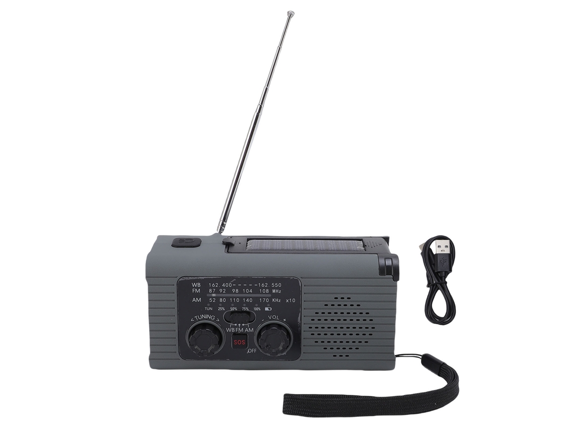 Rádio de Emergência com Carregamento Solar, Manivela, Iluminação e Prevenção de Desastres. EOOCOO