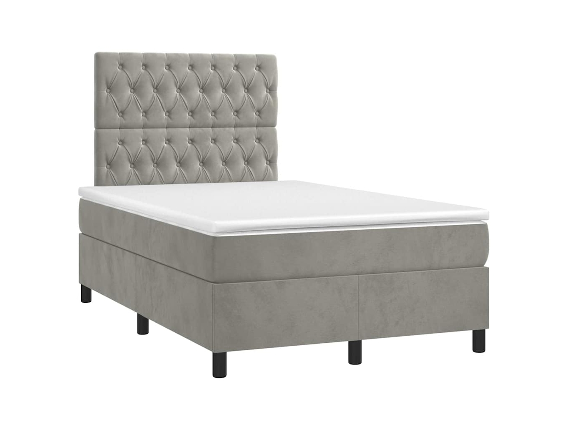 Cama Boxspring com Colchão 120x190 cm Veludo Cinzento Claro MAISON EXCLUSIVE