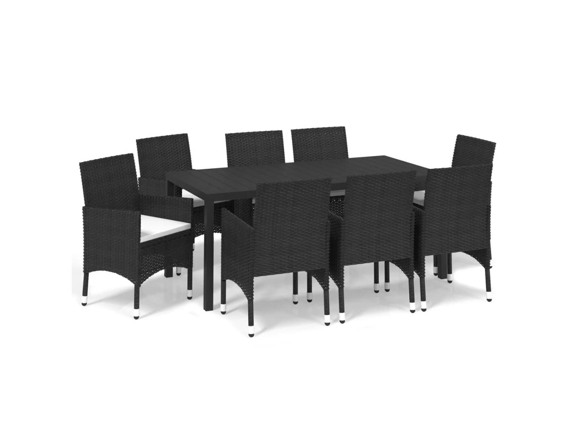 Dining Set, Dining Sets Vidaxl Preto Rattan / Vime (mesa Com 185 Cm De Comprimento)