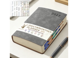 2027 A5 Daily Planner English Spanish One Day Per Page Time Management Notebook Edge Cut 160-sheets Gray With Planning