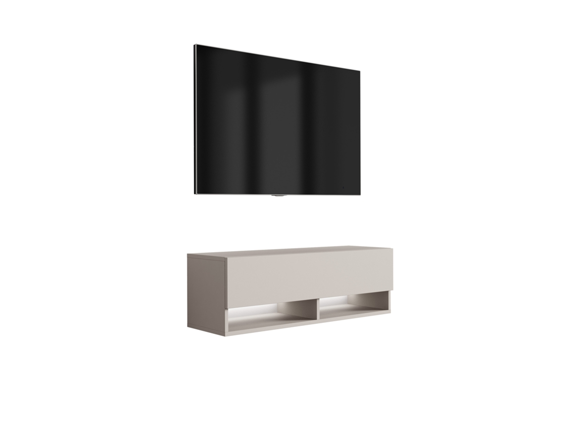 Suporte De Tv 100 Cm Caxemira, Led Branco, 100 × 32 × 34 Cm 3E 3XE LIVING.COM