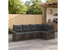 Vidaxl Conjunto De Sofá De Jardim 5 Unid. Cinzento Vime Pe