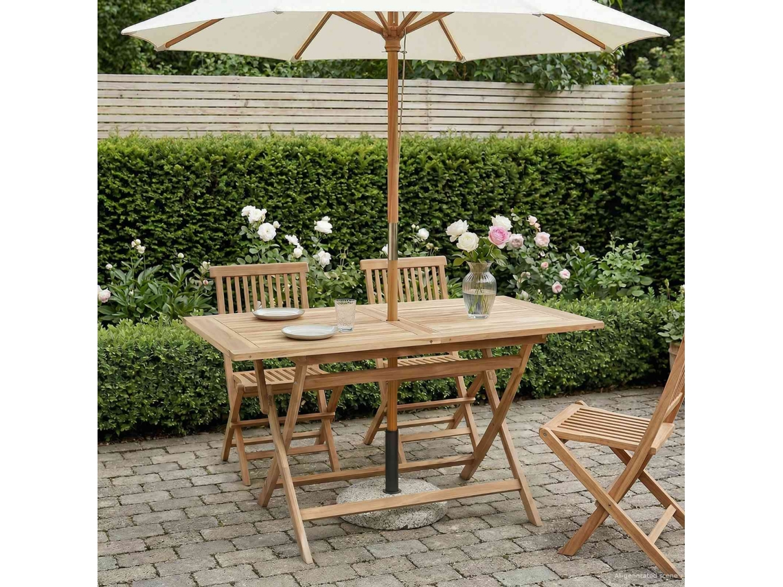 Vidaxl Mesa De Jardim Dobrável Natural 120 X 70 X 75,5 Cm