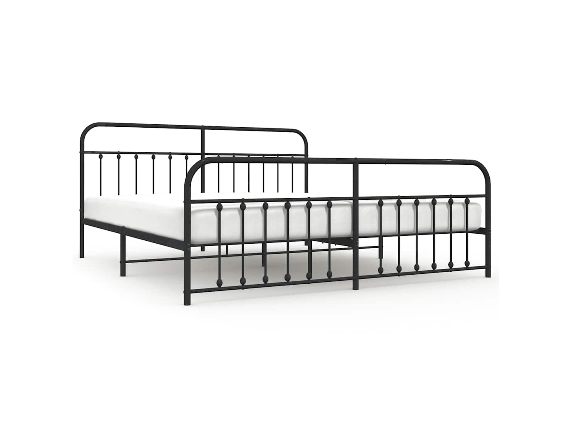 Bed Frame, Bed Frames Vidaxl Preto Aço (193 X 203 Cm)