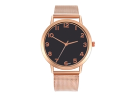 Relógio analógico de quartzo Zhoulianfa Fashion com pulseira de malha (dourado rosa + preto)