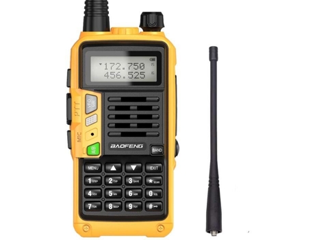 Walkie Talkie Baofeng Uv-S9 Plus Recarregável 2800 Mah Bateria 8-10Km Faixa Vhf/Uhf Banda Dupla 128 Canais 8W; Amarelo