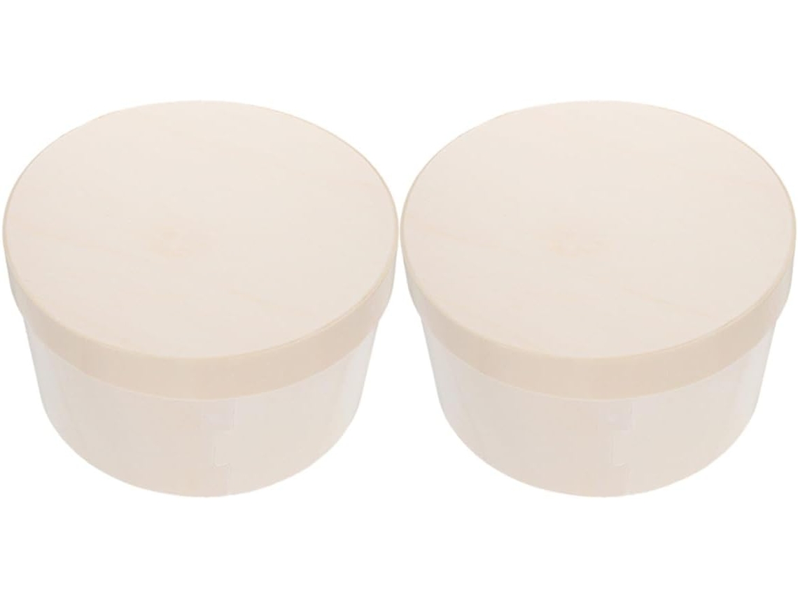Caixas Redondas De Madeira, Conjunto Com 2 Unidades, Design Clássico E Elegante Para Bolos, Com Tampa, Proteção Para