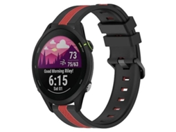 Lurelia Pulseira, Compatível Com Garmin Forerunner 255 22mm De Silicone Vertical Bicolor Preta Vermelho
