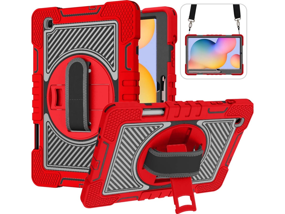 Elysve Capa Protetora Para Samsung Galaxy Tab S6 Lite 10,4 Polegadas Rbk, Proteção Antiqueda, Cor Vermelha
