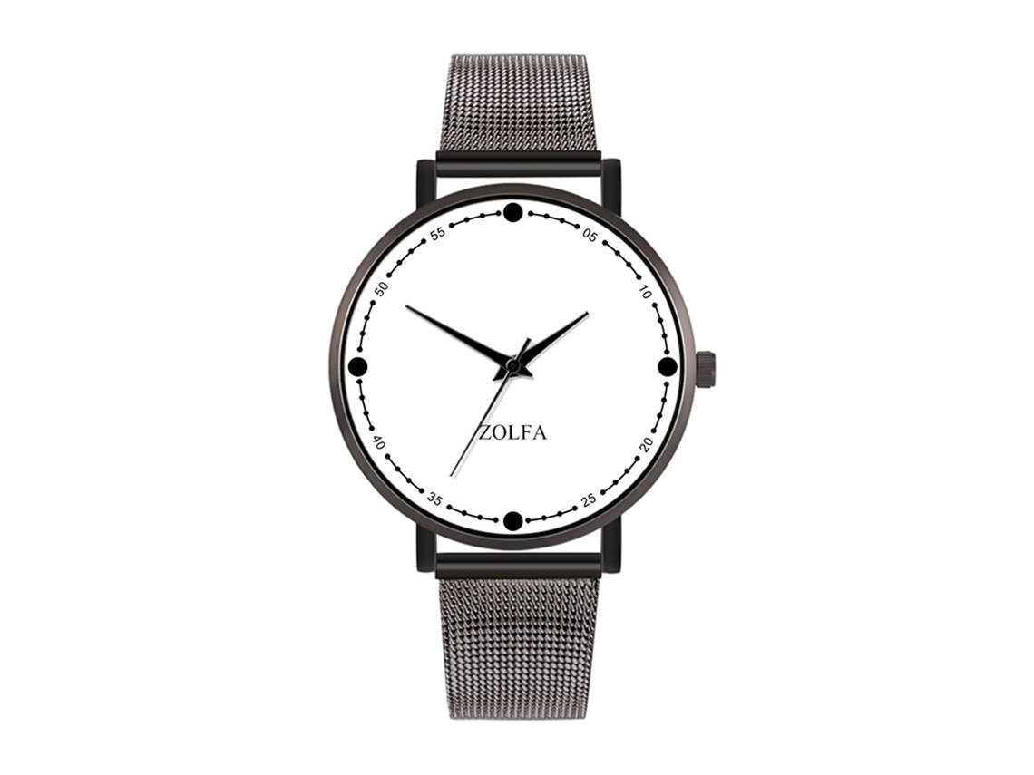 Reloj De Cuarzo Para Mujer Con Correa De Malla Zhoulianfa Dial Color Sólido Casual (plata Negro)